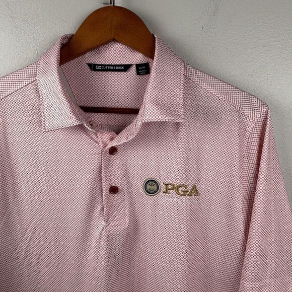PGA polo shirt men Medium Red & White Spandex polyester Golf PGA Gateway Section - Picture 5 of 8